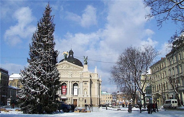 ▷ Купить Фотообои Архитектура 'Зима во Львове' (3569) , Холст по низкой цене с к