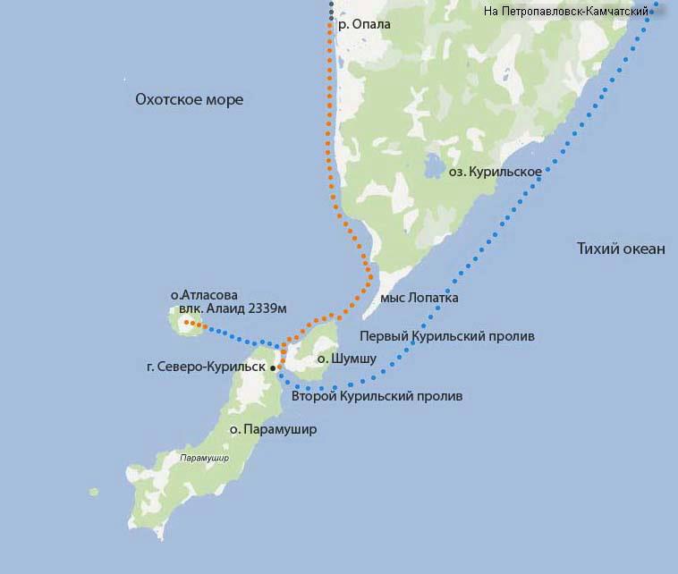 Остров парамушир на карте