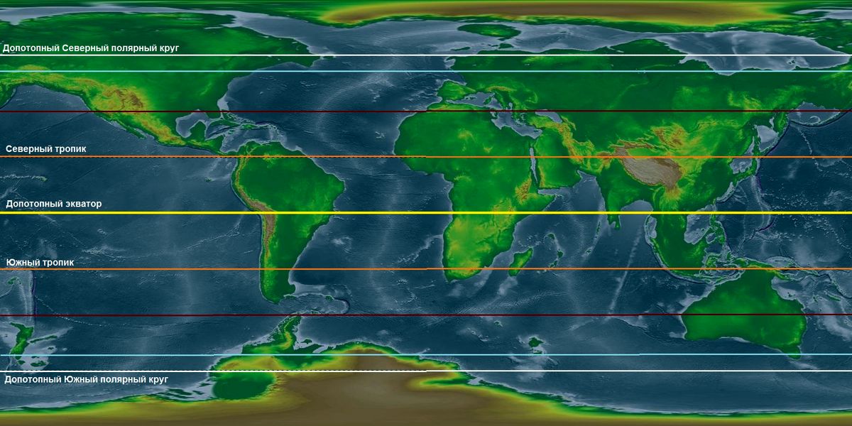 Карта мира северный тропик