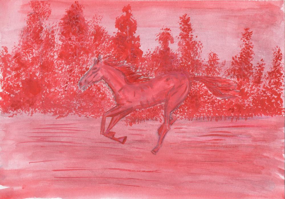 Конь с розовой гривой картина