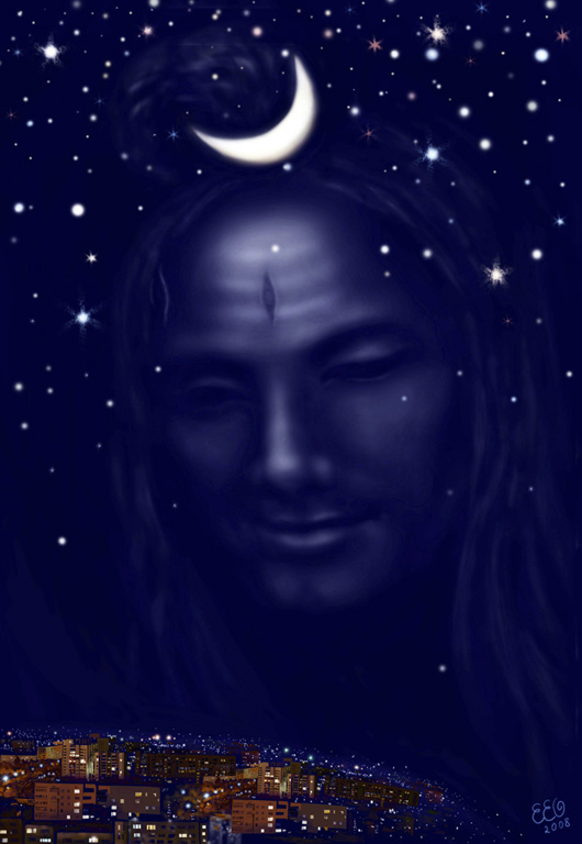 Луна на лбу. Шива Луна. Ночной Бог. Бог ночи. Богиня солнца и Луны.