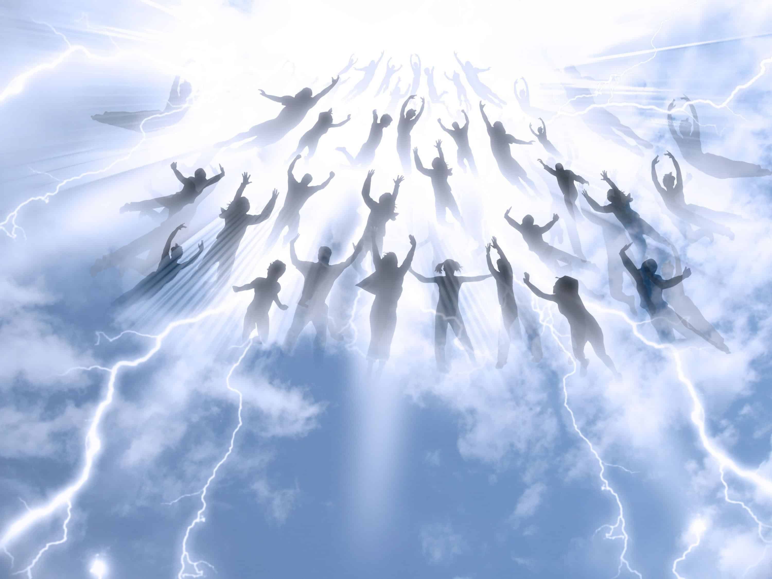 Гибнущий свет. Душа в небе. Небесные ангелы. Люди на небесах. Ангелы летают.