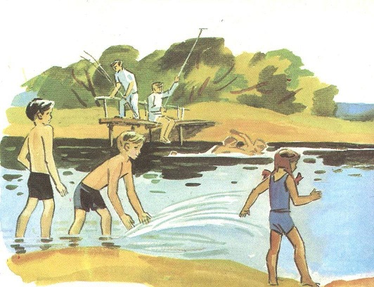 Ребята пойдемте купаться. Дети купаются в реке для детей. Ребята на речке. Сюжетная картина на реке для детей. Мальчики на речке.