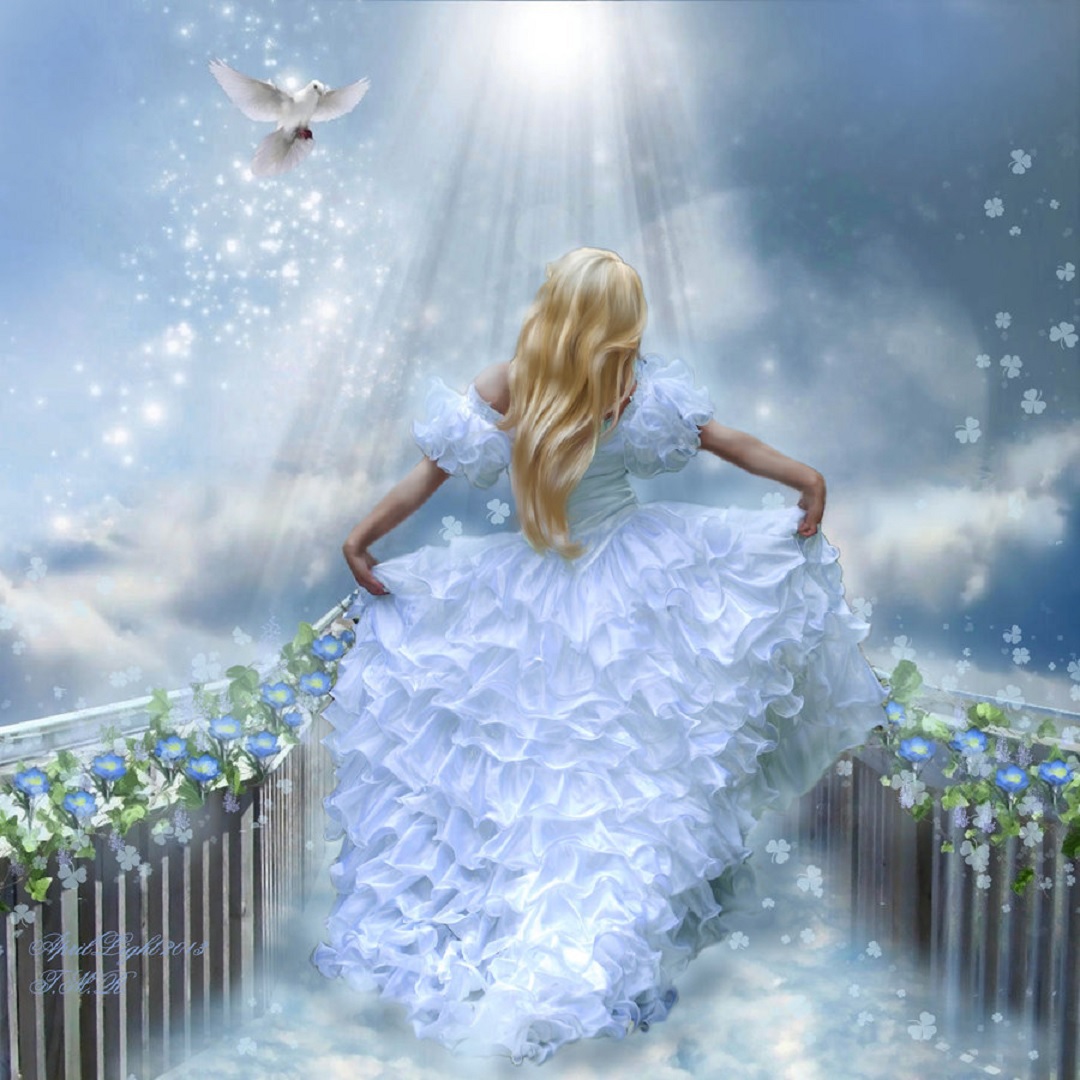 Нежность ангелов. Сказочная девушка. Девушка в голубом платье. Сказочные мгновения. Фея в белом платье.