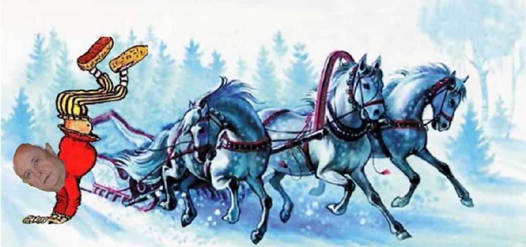 Русская тройка на белом фоне