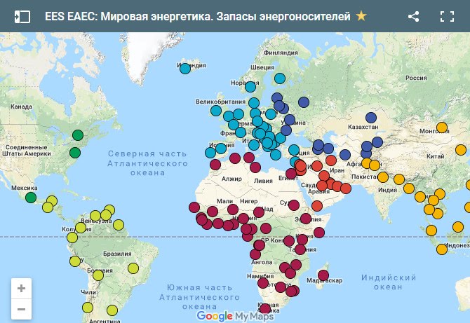 Карта электроэнергетики мира