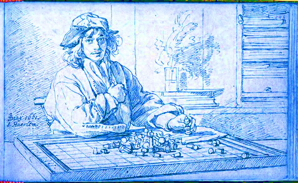 Ян де Брай, Шахматист, 1661 - голубой фильтр 1