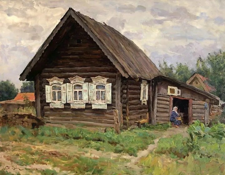 Изба в горах Закарпатья картина