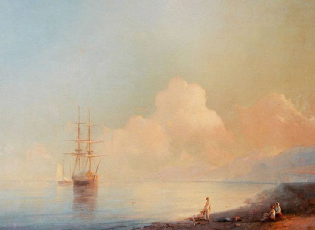 Шторм на закате картина айвазовского