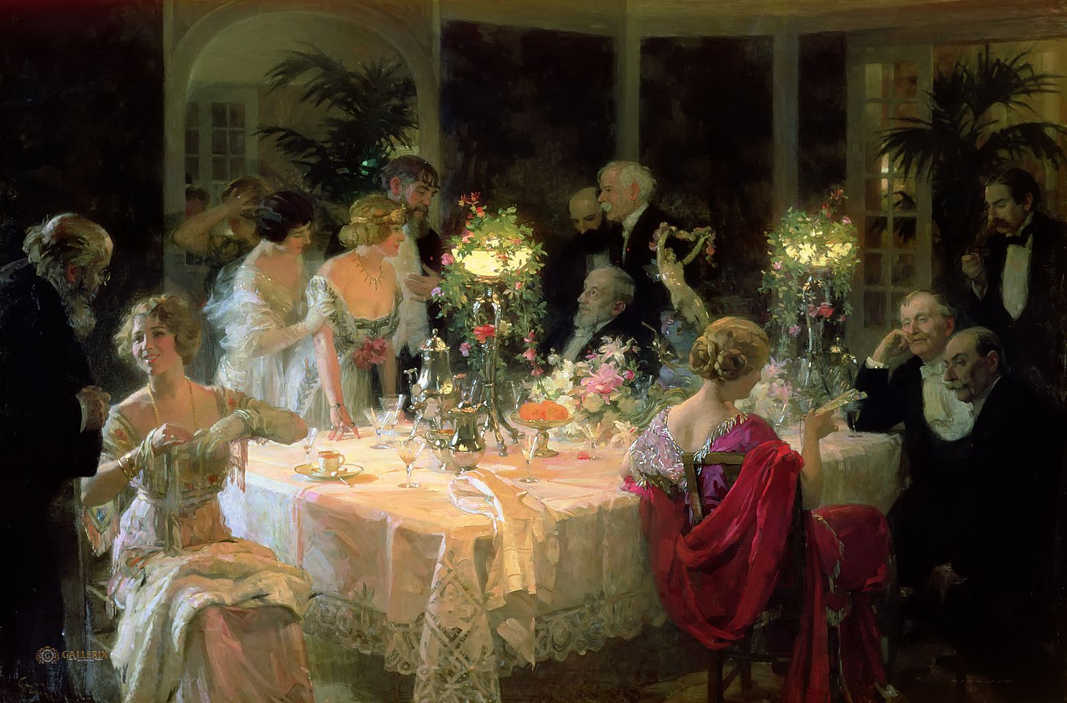 Исторический ужин. Jules-Alexandre Grun картины. Званый обед 19 век Россия.