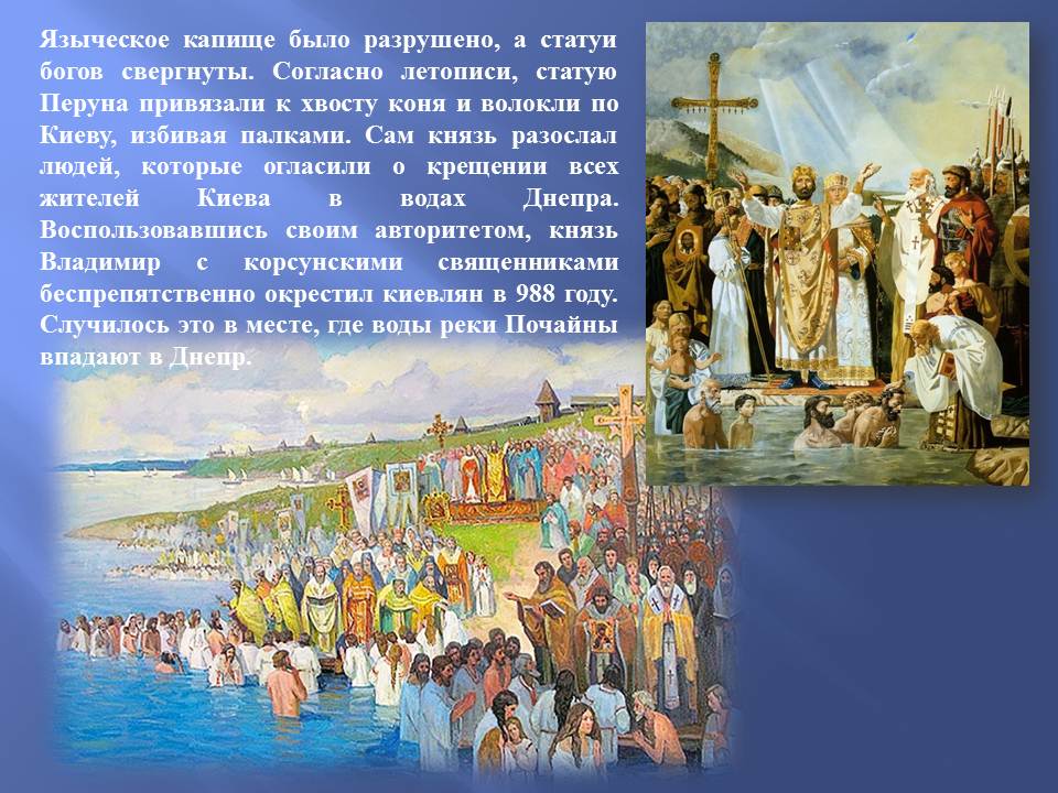 Какие изменения произошли на руси. 988 Г. – крещение князем Владимиром Руси. 988 Крещение Руси Владимиром красное солнышко.