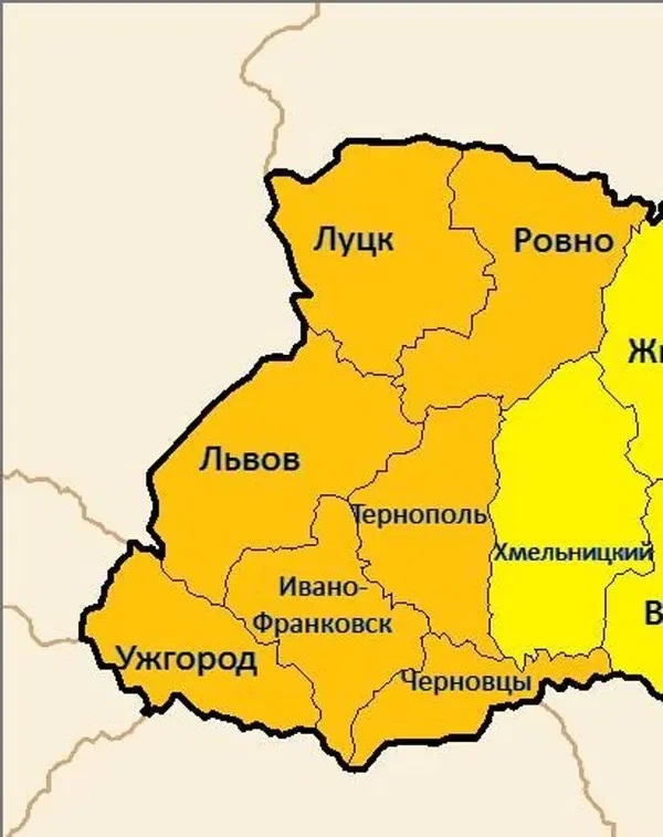 Западная украина и восточная украина карта