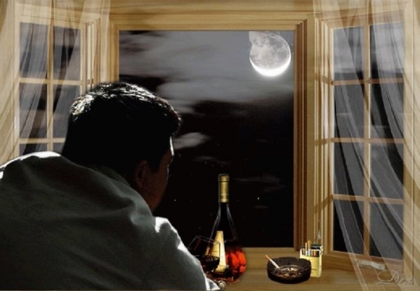 Приснилось что стучат. Окно вечер. Мужчина грустит. Мужчина у окна. Человек за окном.