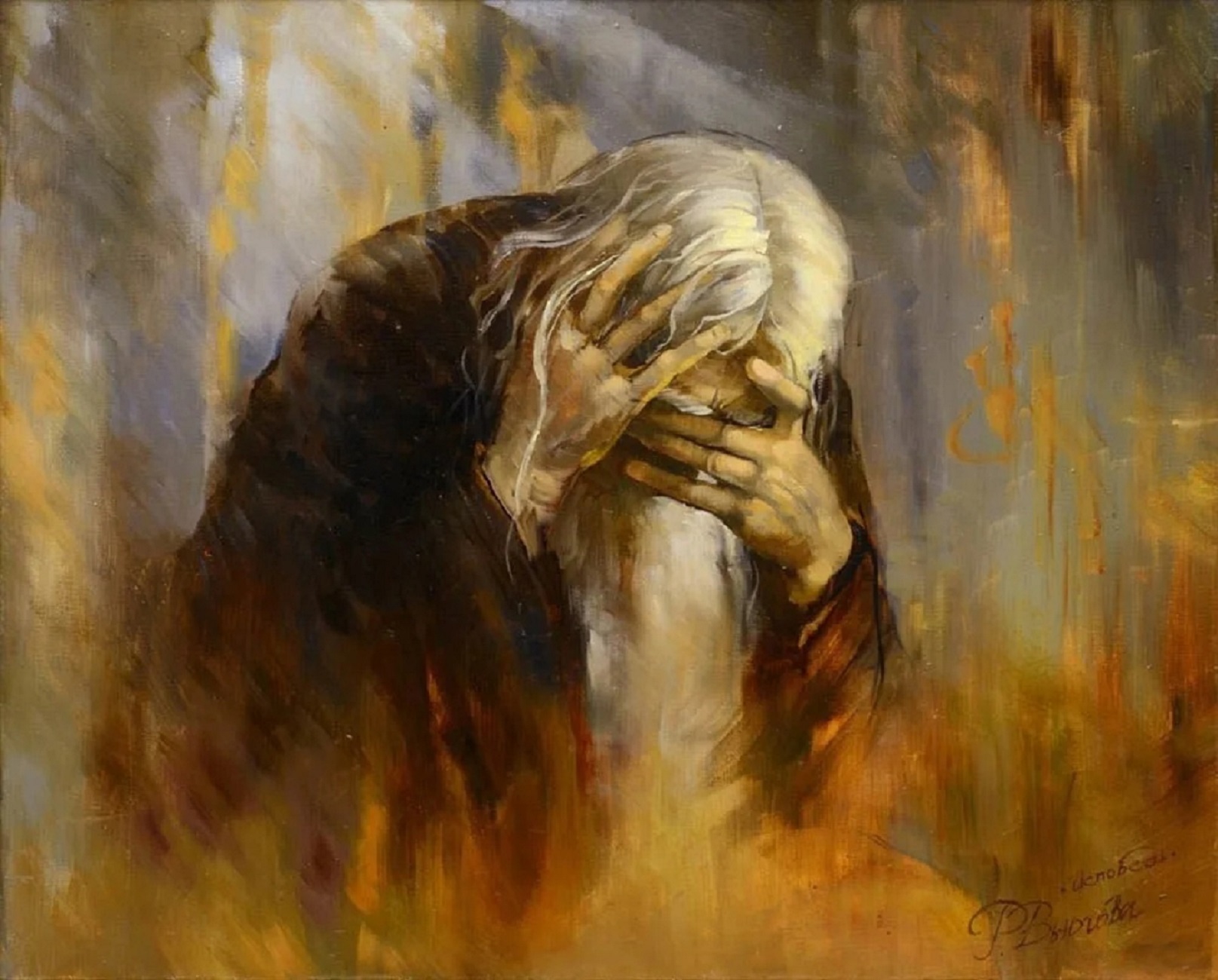 Дух страдающий. Картина Исповедь Вьюгова. Печаль в живописи.
