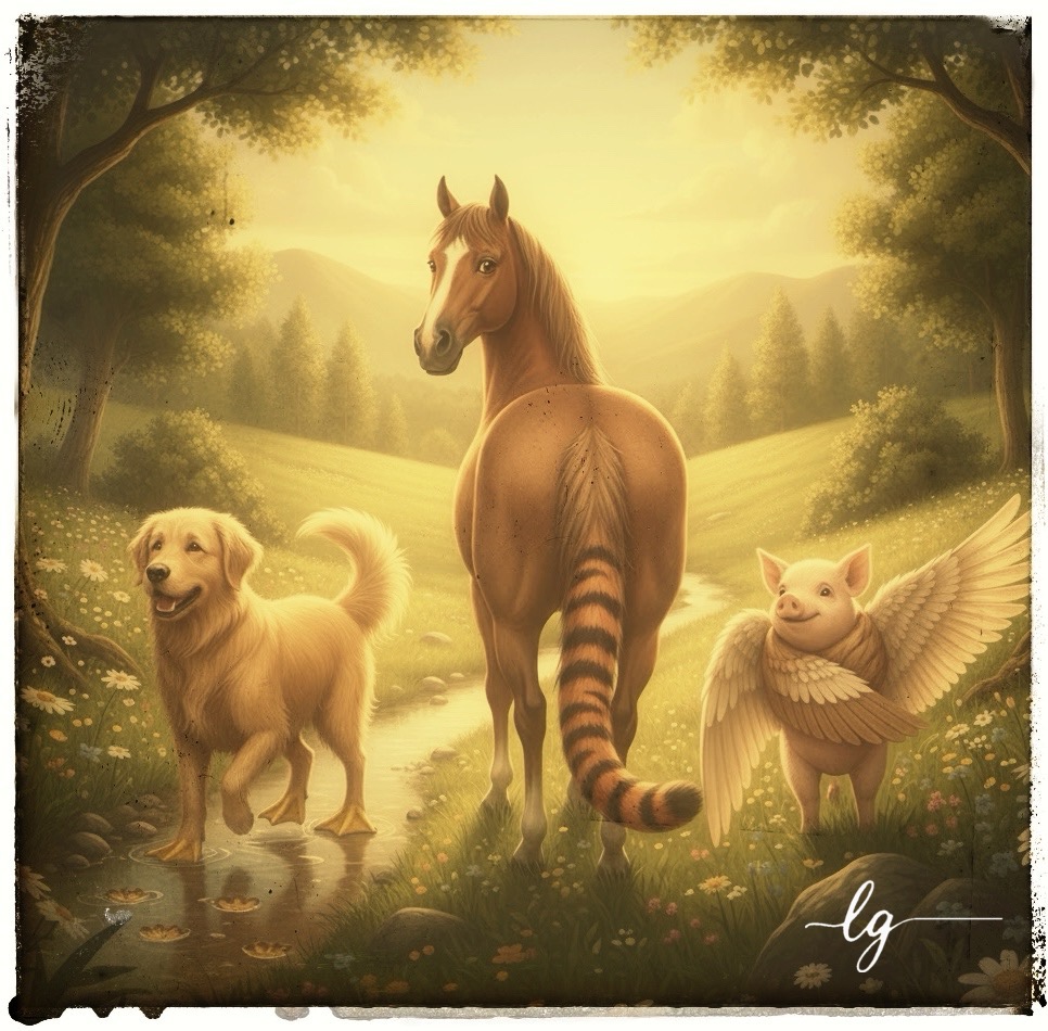 Полосатый хвост, утиные лапки и крылья