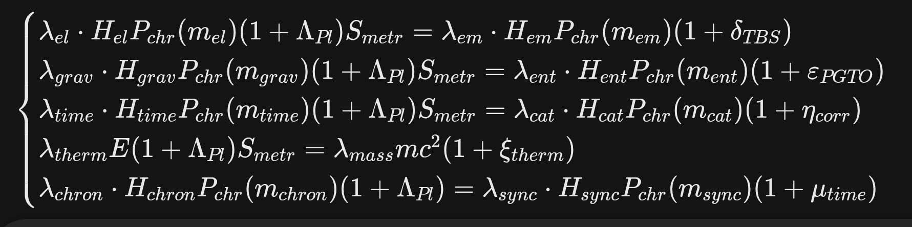 Полная система гамильтонианов для оператора P chr