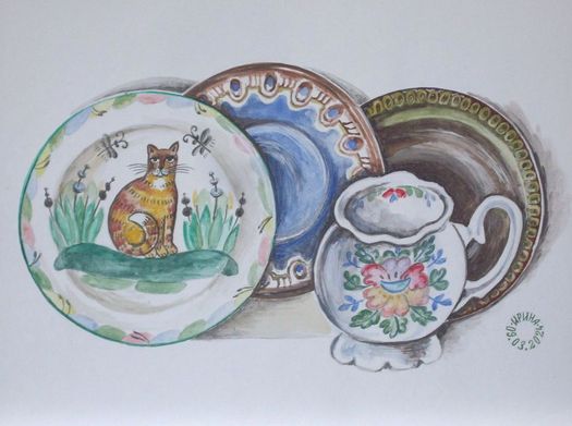 Тарелка с котиком