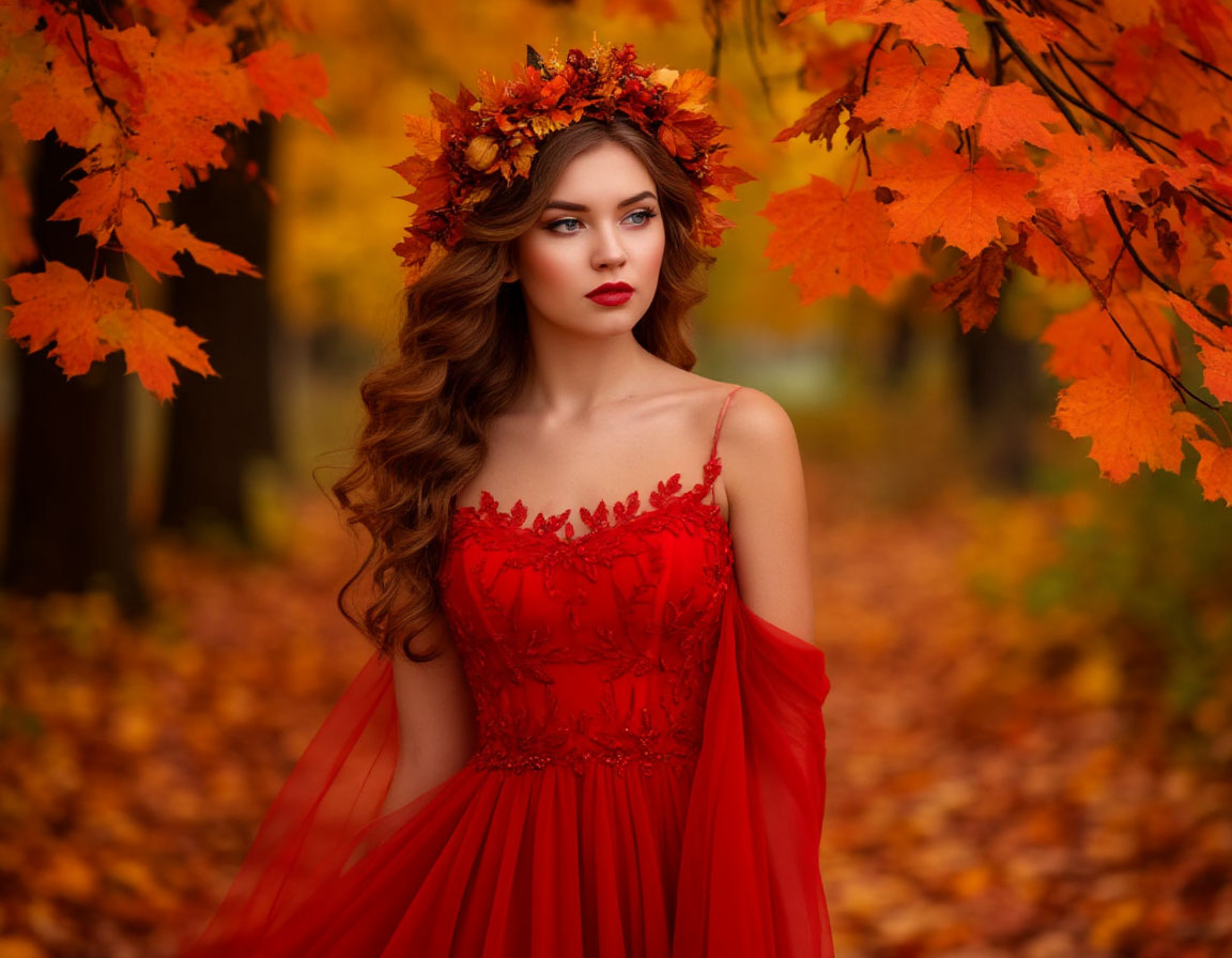 Год Змеи. Осень - дева в красном платье