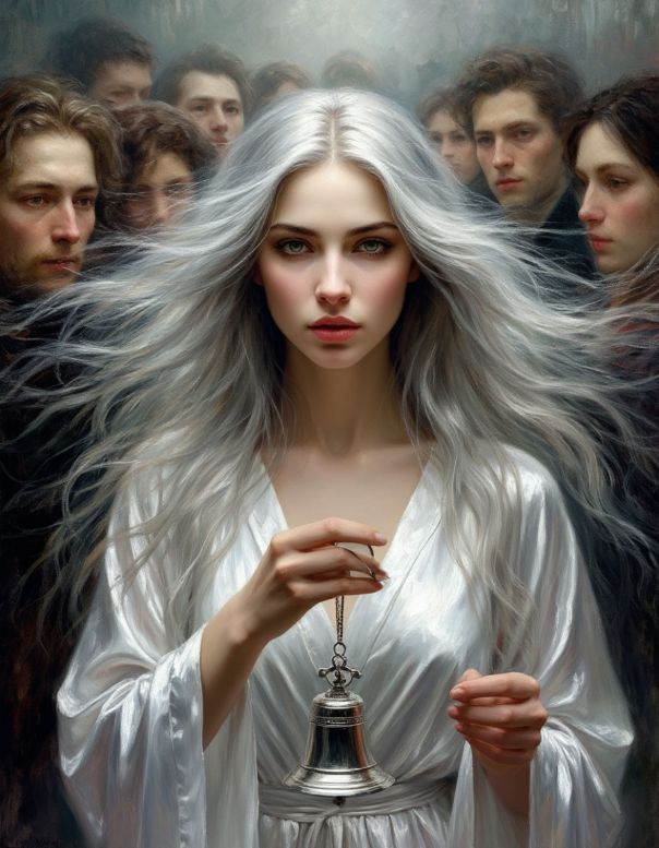 Среди людей ходила женщина в белом