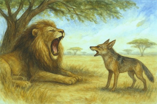 Шакал и лев басня
