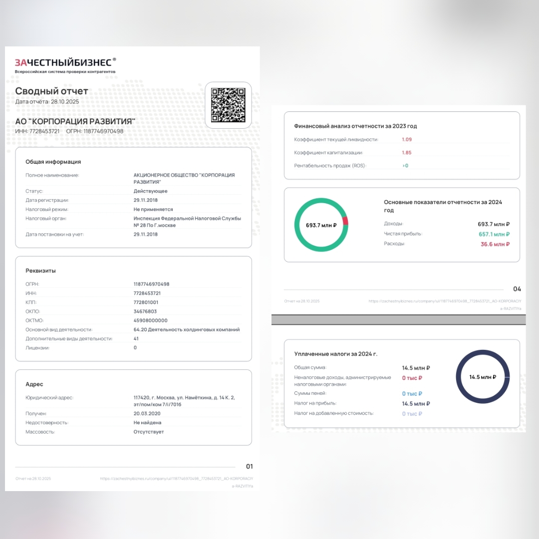 Нарушения ФЗ в АО Корпорация развития в Москве, 2