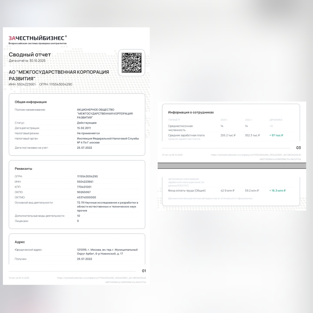 Нарушения ФЗ АО Межгосударственная корп-я раз-я, 1