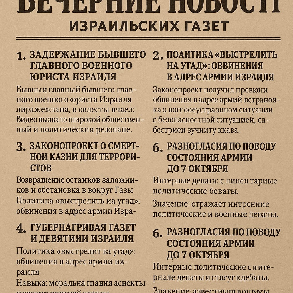 1. Задержание бывшего главного военного юриста Изр