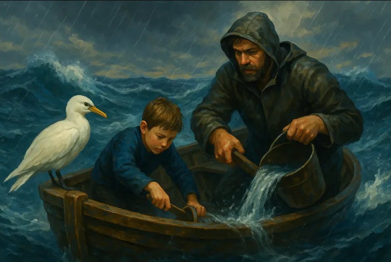 Белая птица появляется в шторм