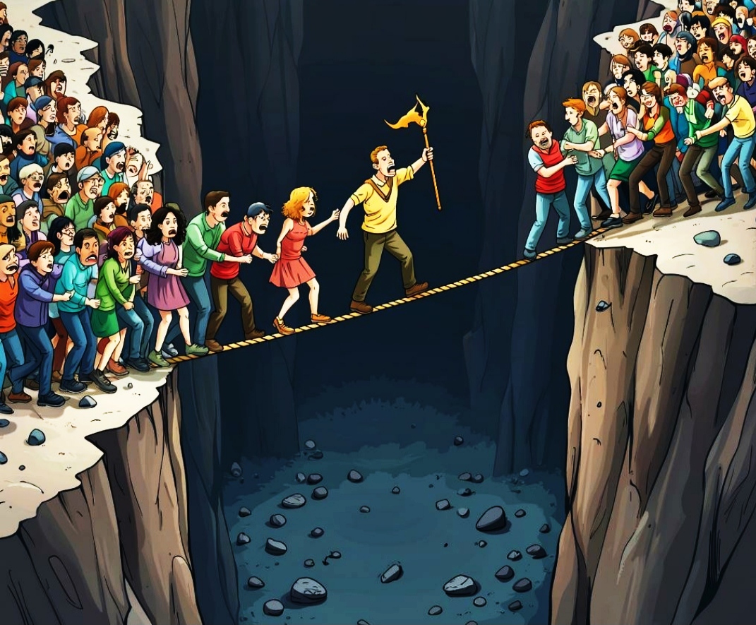 По канату...