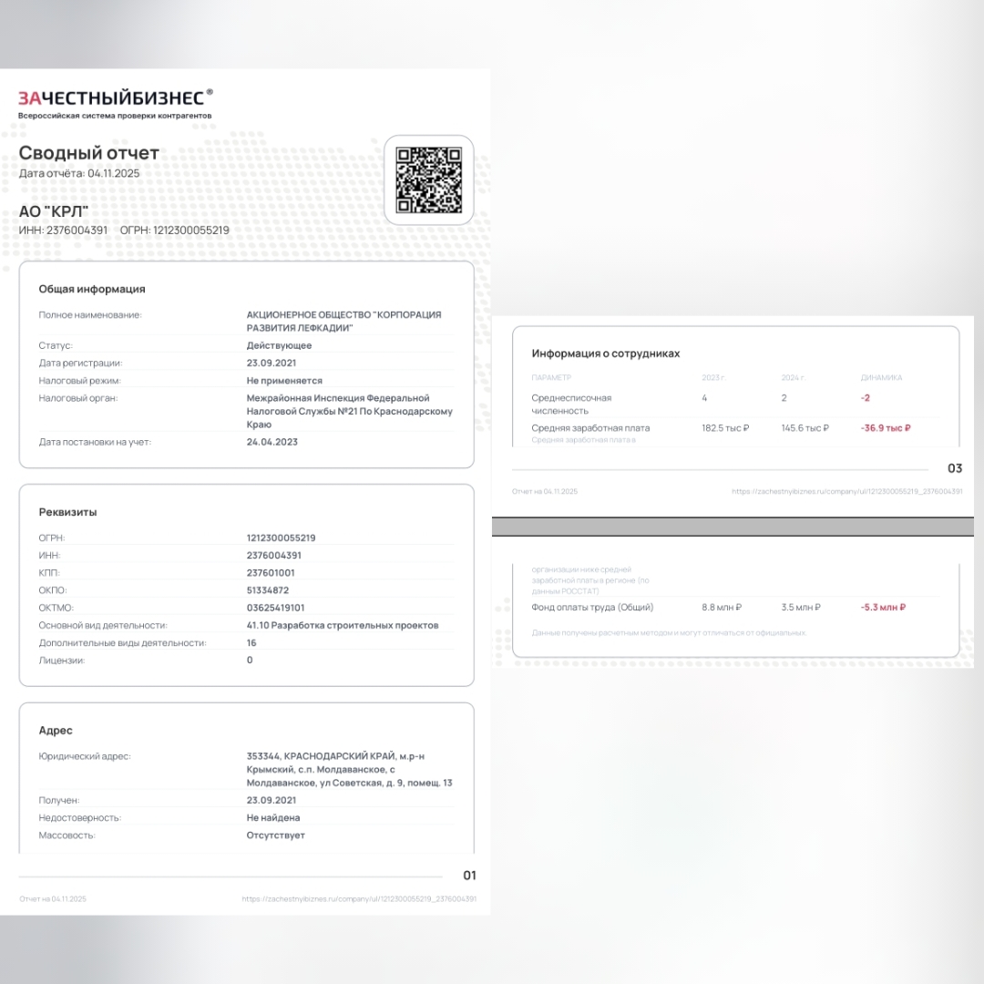 Нарушения ТК АО Корпорация развития Лефкадии