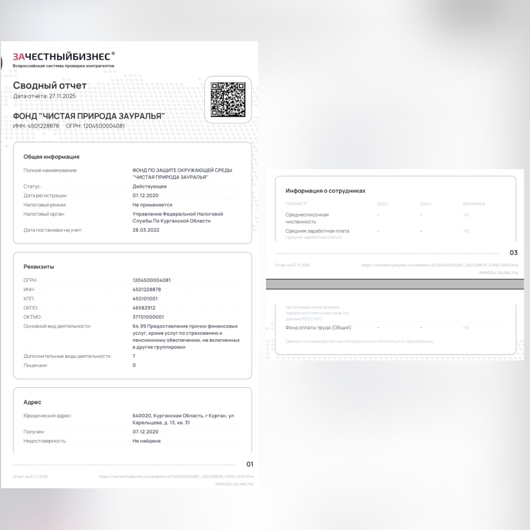 Нарушения ТК Фонд Чистая природа Зауралья