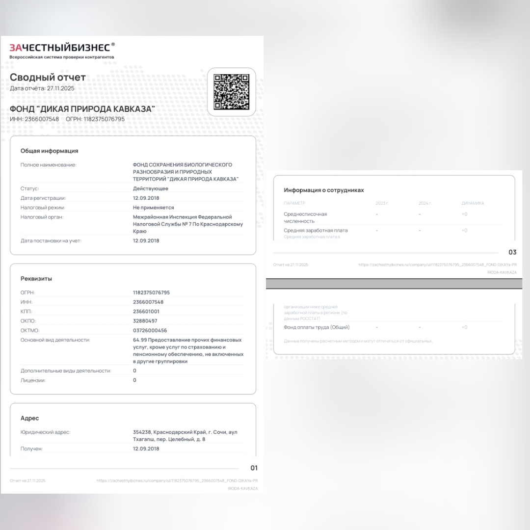 Нарушения ТК Фонд Дикая природа Кавказа