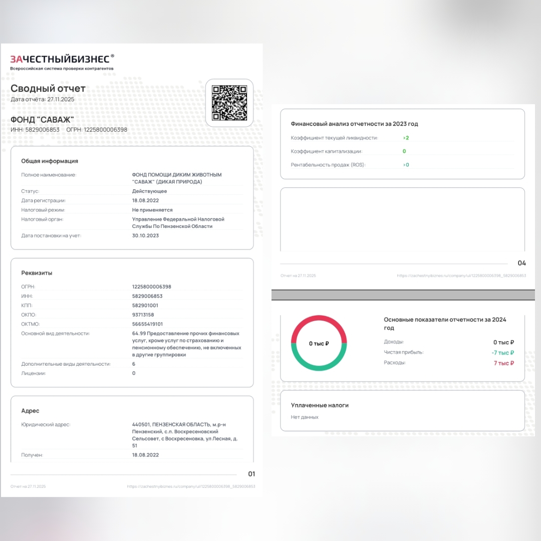 Неуплата налогов Фондом Саваж