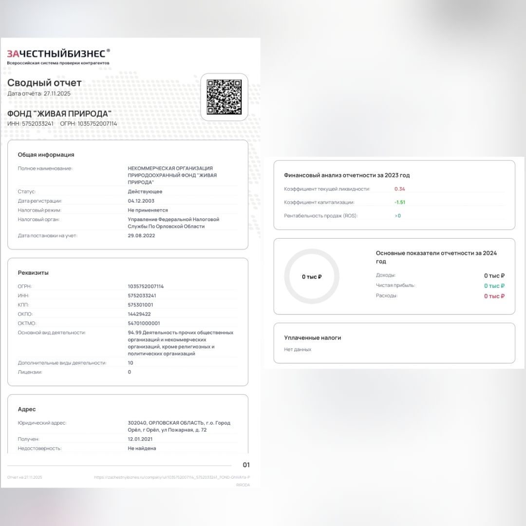 Неуплата налогов Фонд Живая природа